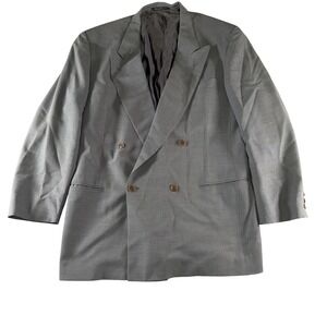 Ermenegildo Zegna Suit Jacket Mens 46 Gray Double Breasted Soft Made Switzerland